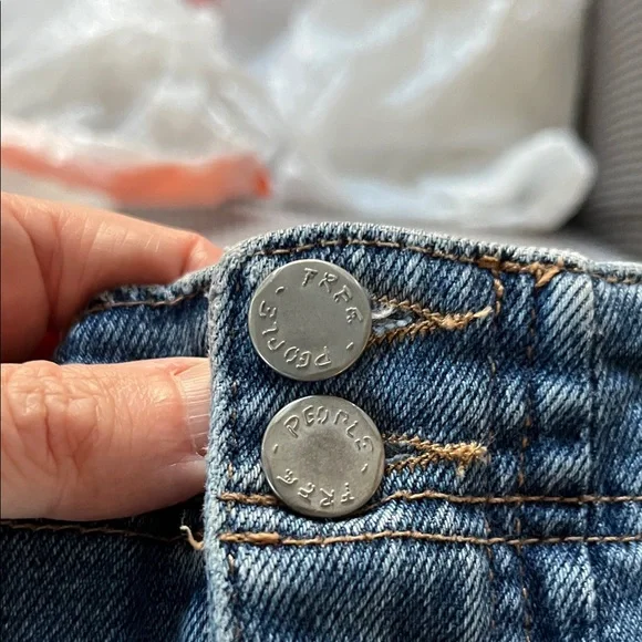 Free People Blue Distressed Mini Skirt - Picture 3 of 5